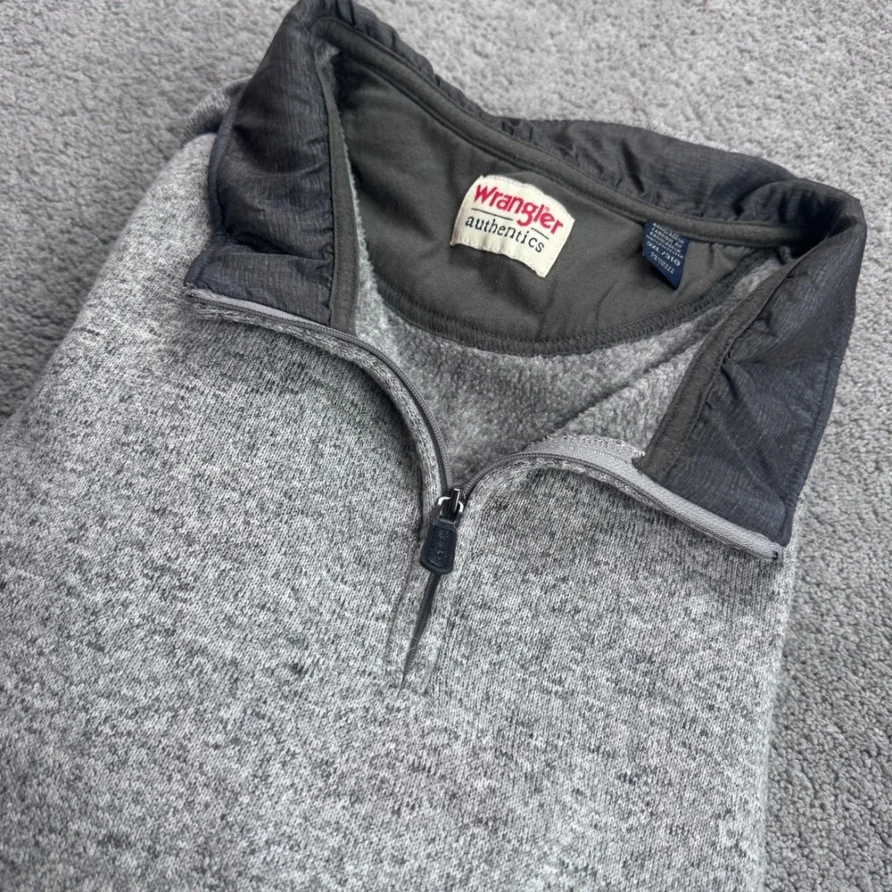 Wrangler Authentics Men's 3XL Quarter Zip Long Sleeve Gray Pullover